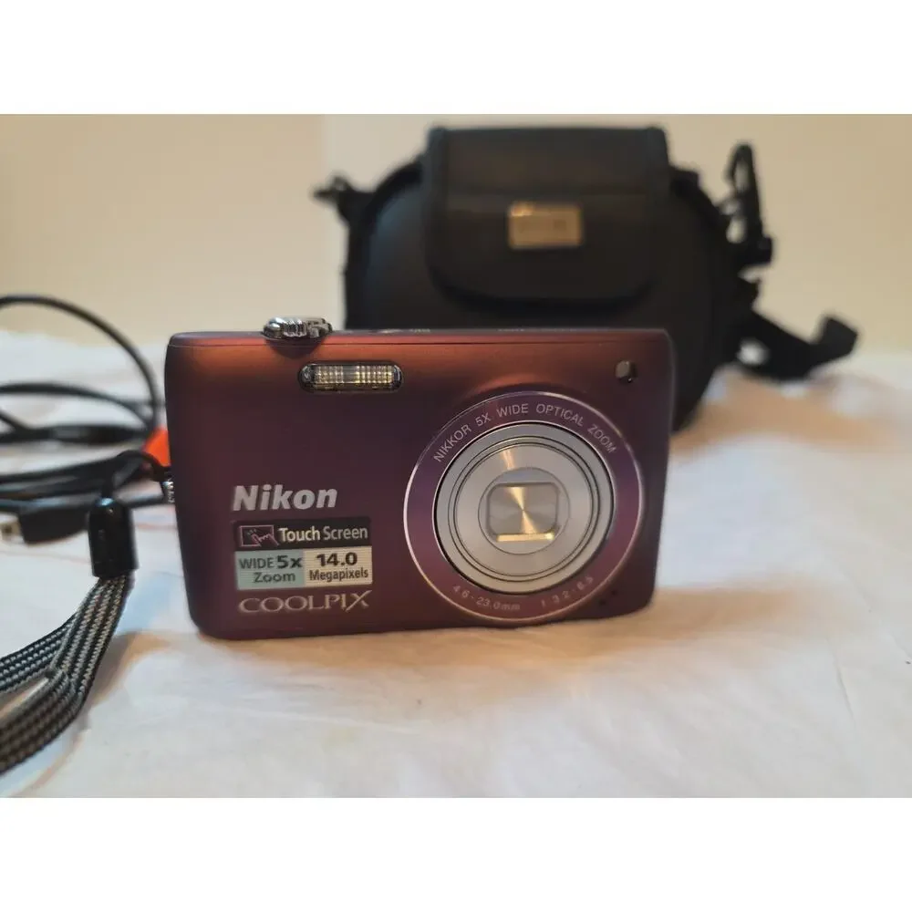 Nikon COOLPIX S4100 Plum Digital Camera 14MP 5x Optical Zoom - Bundle Tested
